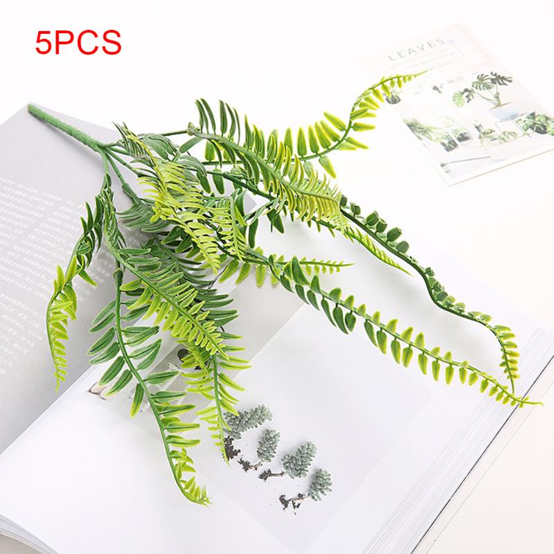 

5PC Artificial Boston Fern Bush Silk Plant Hanging Fake Greenery Birthday Party Decorations Wedding Engagement Anniversary, As pic