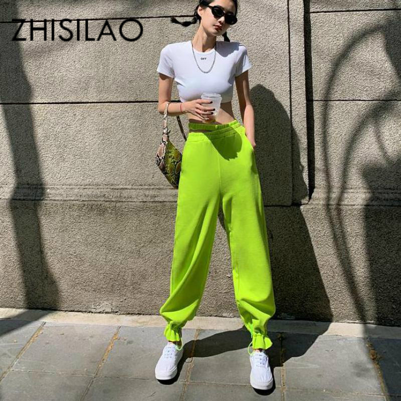 

Sweatpants Women High Waist Jogger Loose Harem Cargo Pants Mujer Streetwear Black Green Hip Hop Hollow Out Trousers Summer 2020