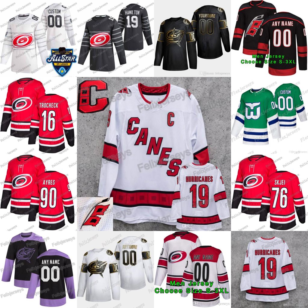 

90 David Ayres 2019-20 Carolina Hurricanes Sebastian Aho Vincent Trocheck Teuvo Teravainen Brady Skjei Williams Andrei Svechnikov Jersey, Black;red