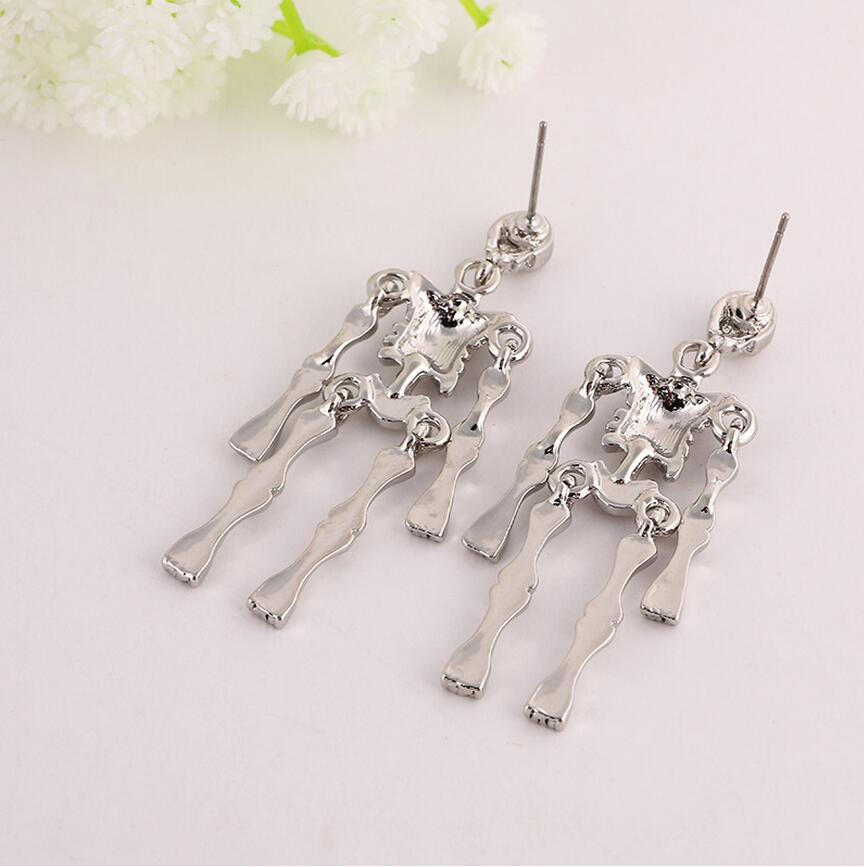 

Wholesale-Earrings Movable Human Skeleton Dangle Earrings Punk Fashion Earrings Anatomy Science Zombie Geekery Grey Matter Jewelry