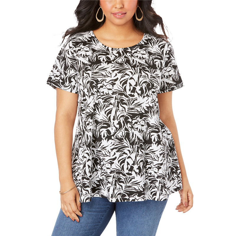 Benficial Women Summer Casual T Shirts Short Sleeve O-Neck Print Top Blouse 2019 Summer