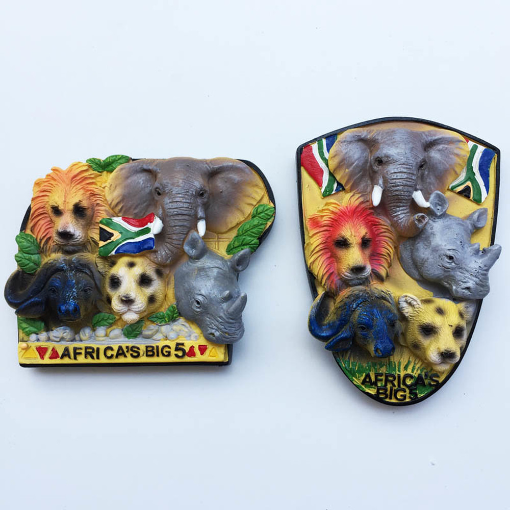 

BABELEMI High-quality Handmade Africa's Big-5 Animals Fridge Magnets World Travel Souvenirs 3D Refrigerator Magnetic Stickers