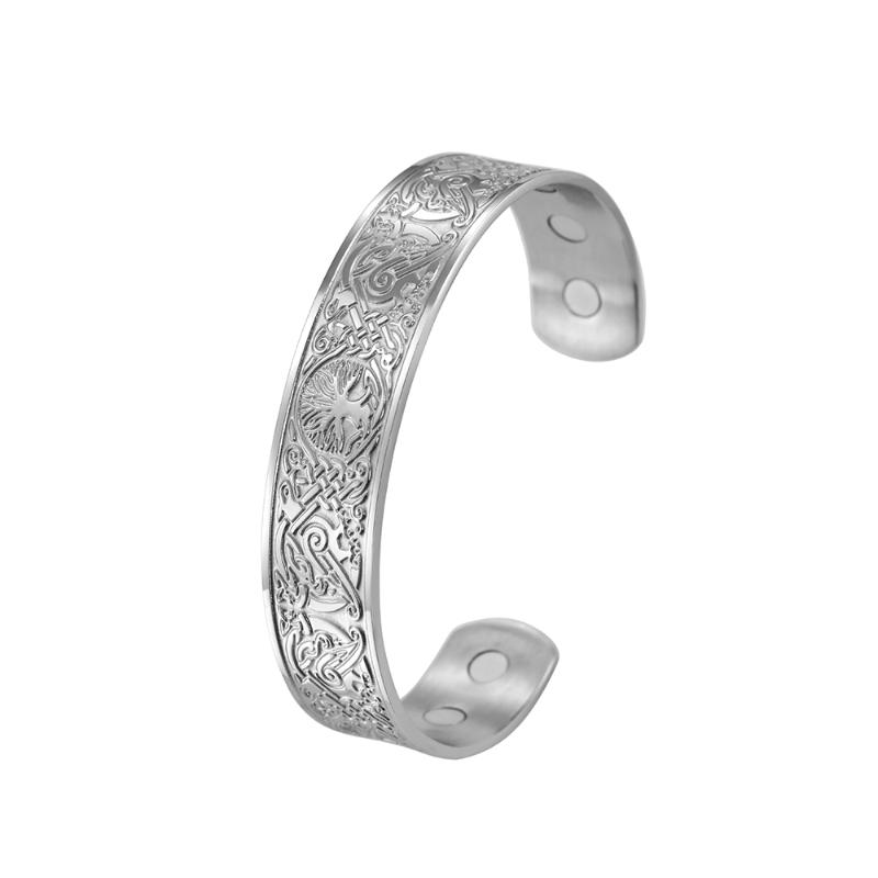 fishhook Wolf Triskelion Celtic Knot Symbol Stainless Steel Health Care Magnetic Bangle Bracelet