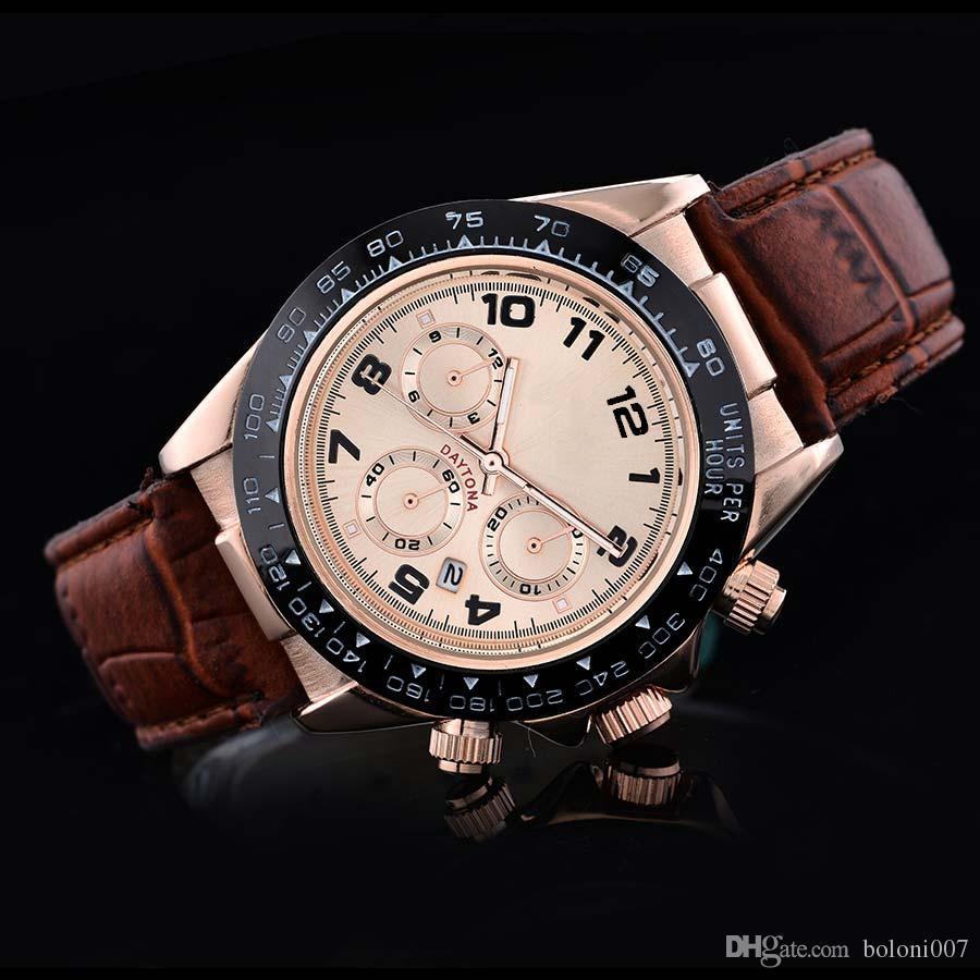 

relogio masculino mens watches Luxury dress designer fashion wristeatch Calendar gold Bracelet leather Master Male clock 2017 gifts lovers, Slivery;brown
