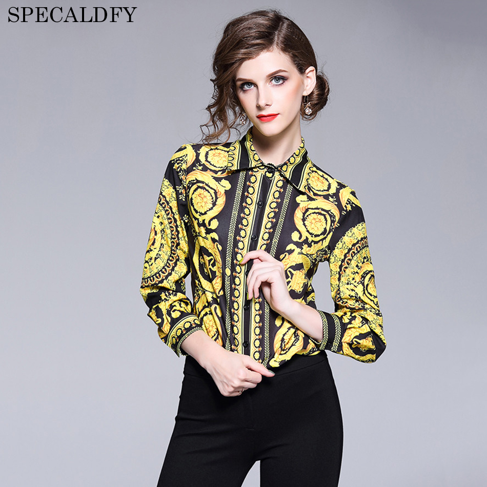

2018 Runway Tops High Quality Women Fashion Vintage Blouse Ladies Office Shirts Womens Tops And Blouses, Style 2
