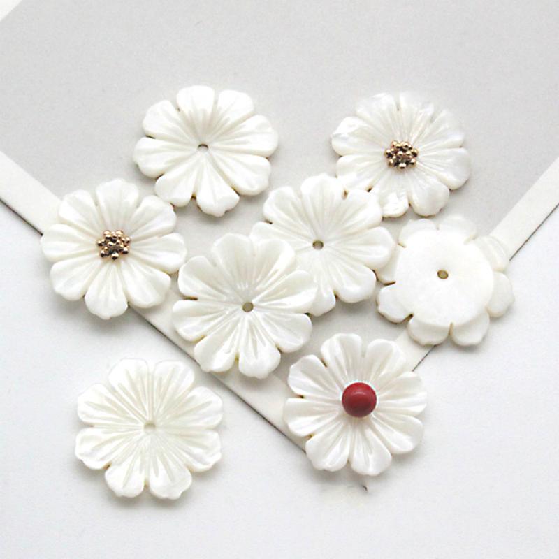 

5pcs Natural Shell Carved Flower Delicate White Five Petal Loose Beads Jewelry Making DIY Brooch Hair Clip Earrings Accessories