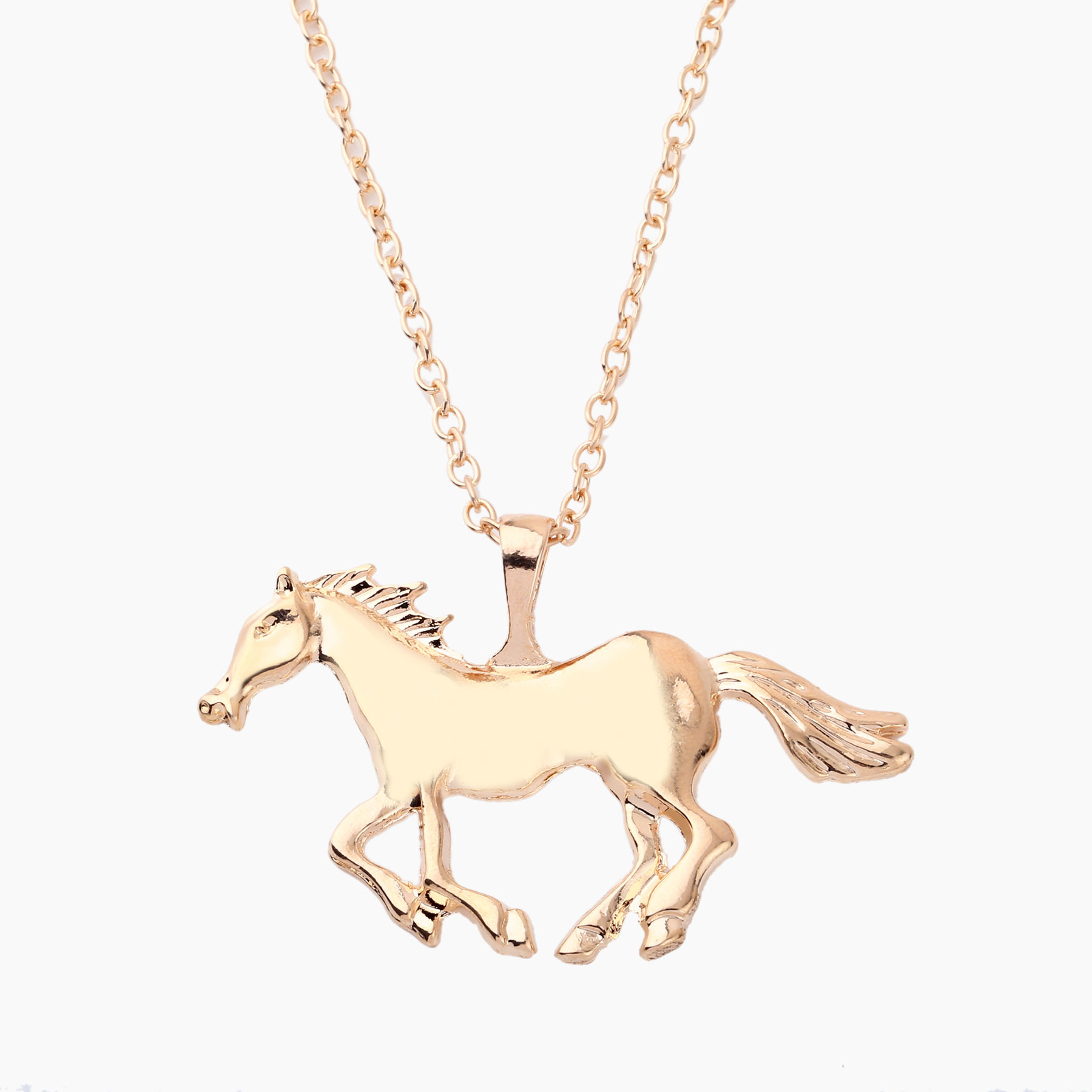 

new Fashion Jewelry Horse Pendant Necklace For Women Ladies Silver Gold Plated Girl Mom Gift free shipping