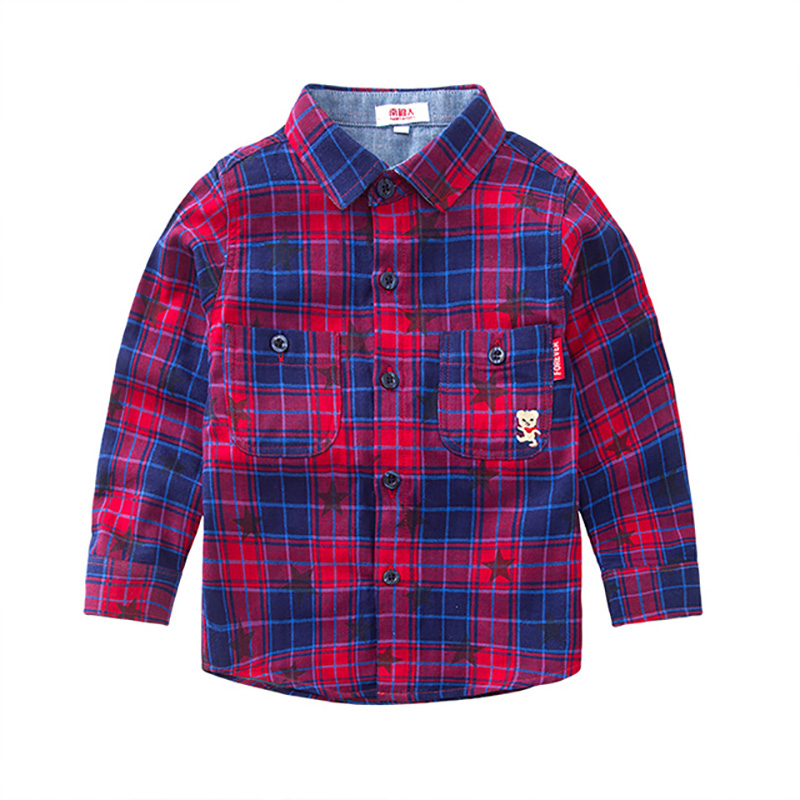 

NANJIREN Children Boys Shirts Long Sleeve Tops Kids Plaid 100% Cotton Casual Shirt Boys Shirts Double Clothing High Quality, Light pink