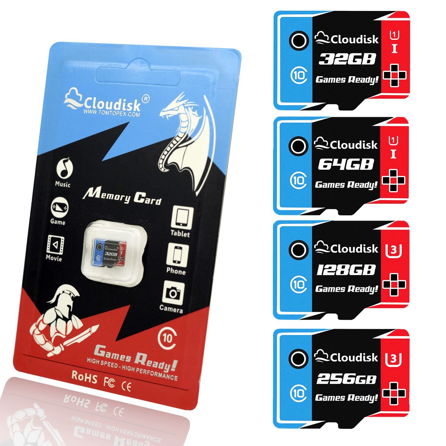 

Cloudisk Games Ready Microsd Memory Cards 256GB 128GB 64GB 32GB Micro sd card U3 U1 Class10 High Speed 5-Year Warranty