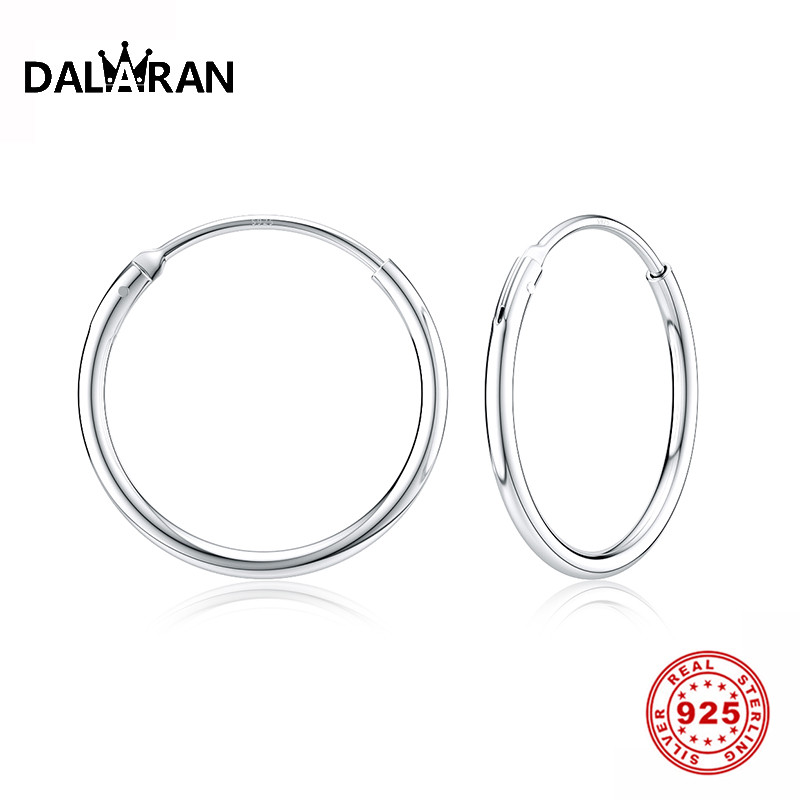 

DALARAN Hoop Earrings 925 Sterling Silver Circle Round Huggie Hoop Earrings For Women Men Fashion Simple Jewelry