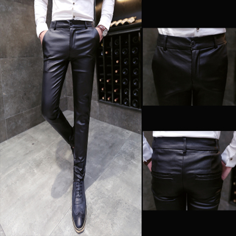 2017 Hommes Noir Coupe Slim Punk Denim Jeans Pantalon Skinny Boot Cut Fermeture Éclair Pantalon