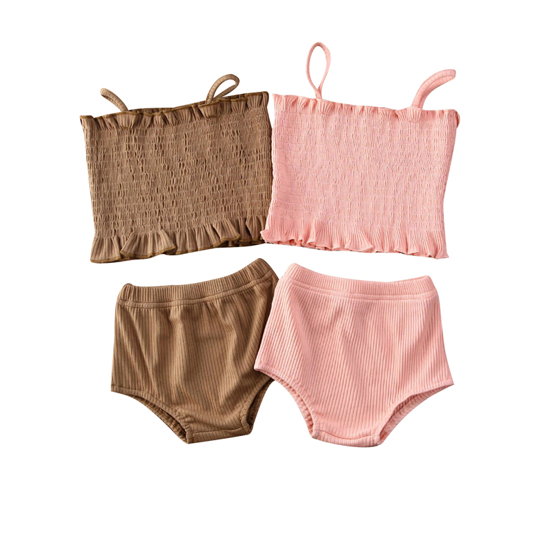 

Pudcoco Newborn Set Infant Baby Girls Clothing Child kid Pink Sleeveless Sling Tops+Shorts 2pcs Outfits Sunsuits 0-3Y, Brown