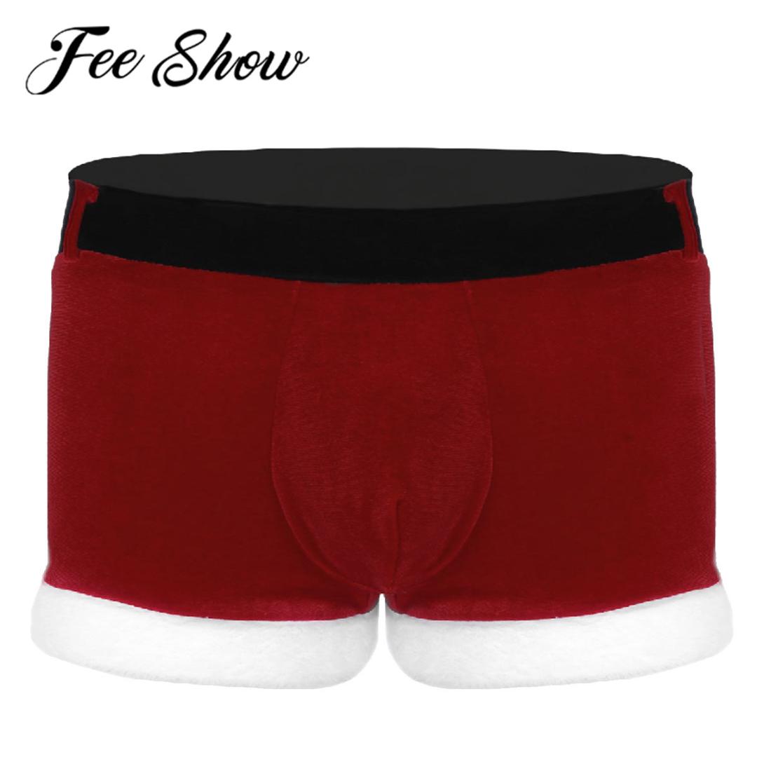 TiaoBug Mens Christmas Santa Underwear Sissy Pouch Panties Bikini Briefs Girly Panty Skirt