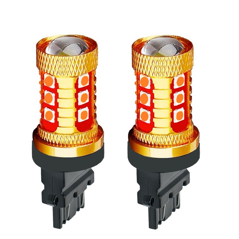 

2Pcs 3157 3156 Super Bright 1000LM 15 SMD 3030 LED Amber Turn Signal White P27W T25 Auto Reverse Bulb Red P27/7W Car Brake Light, As pic