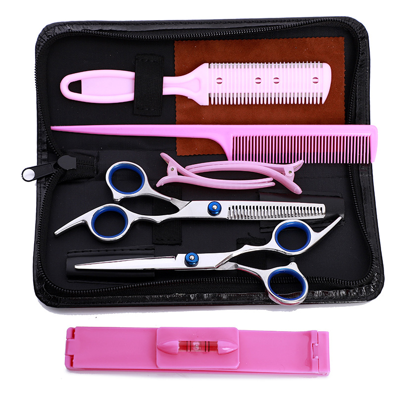 6 Inch Hair Cutting Scissors Kit Bang Thinning Shears Professional Hairdressing Texturizing Salon or Home Use With Case