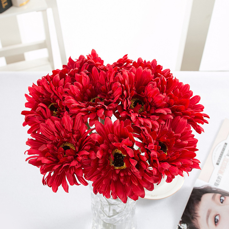 

10Pcs 33cm Gerbera Artificial Flower Gerbera Sun Flower Home Decoration Fake Flower Wedding, Pink