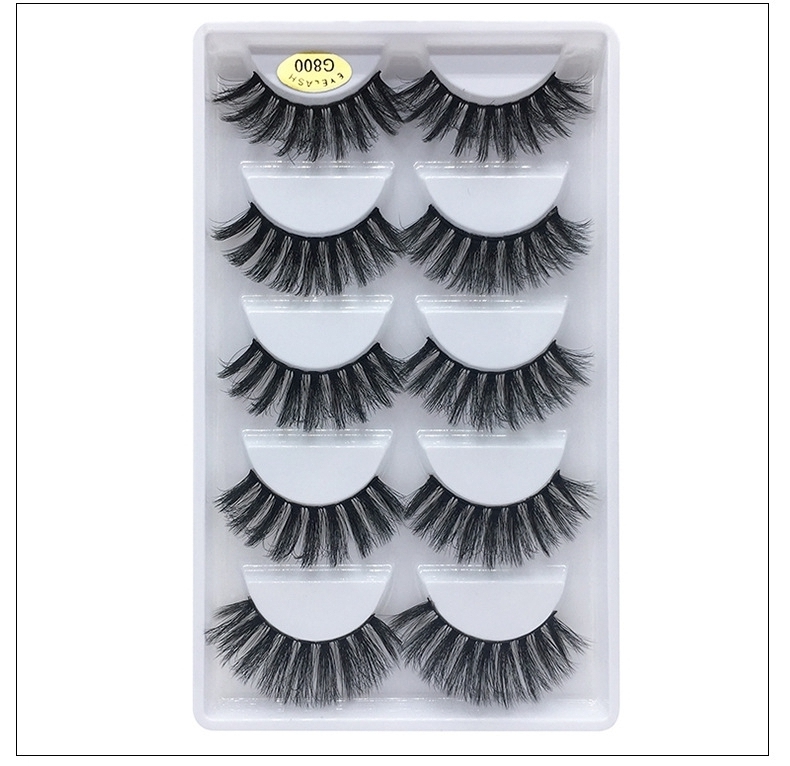 

Thick natural long 5pairs mink false eyelashes set handmade reusable fake lashes soft & vivid mink fur hair DHL Free