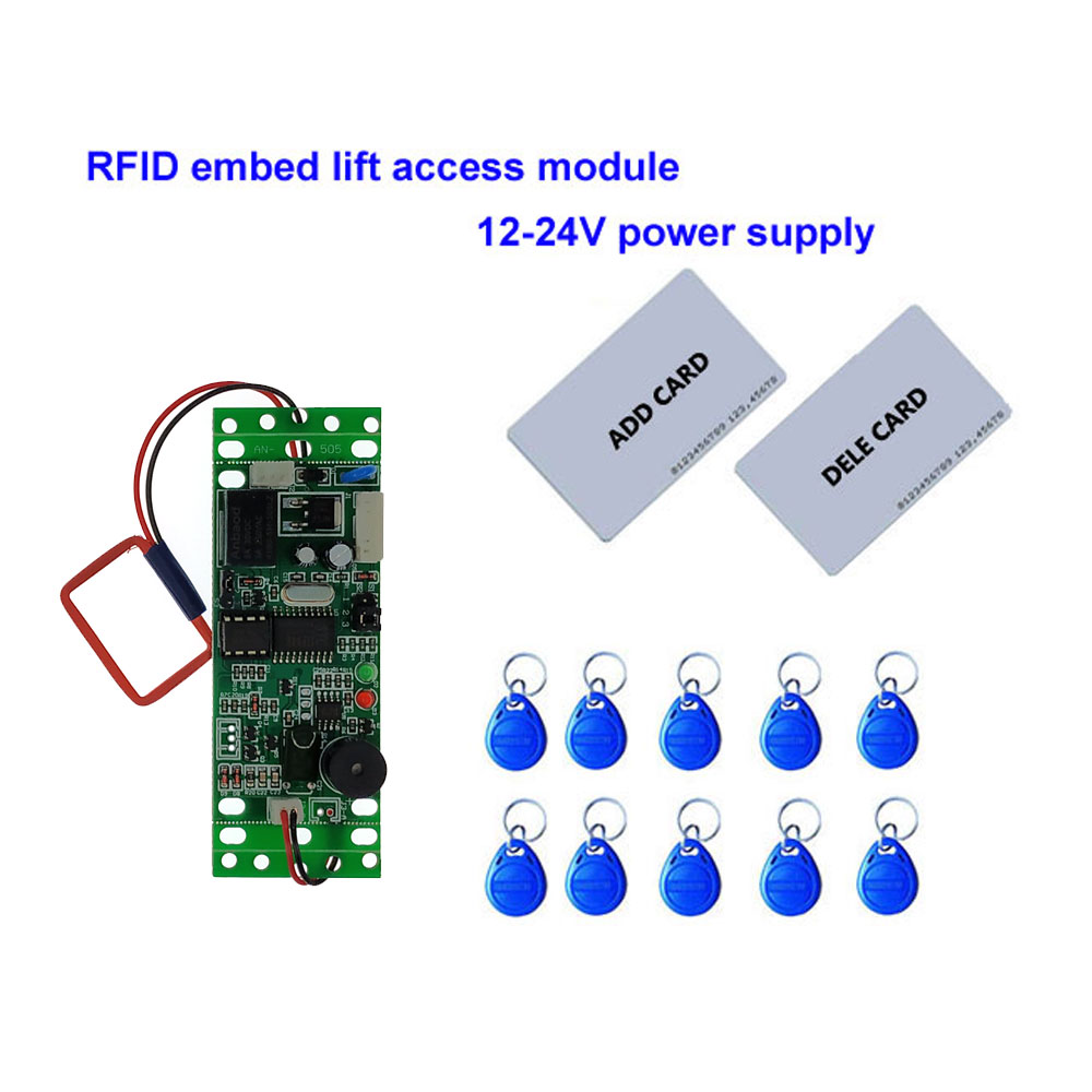 

RFID lift Embed Control module,intercom access 9-24V DC power 2pcs mother card 10pcs em key fob