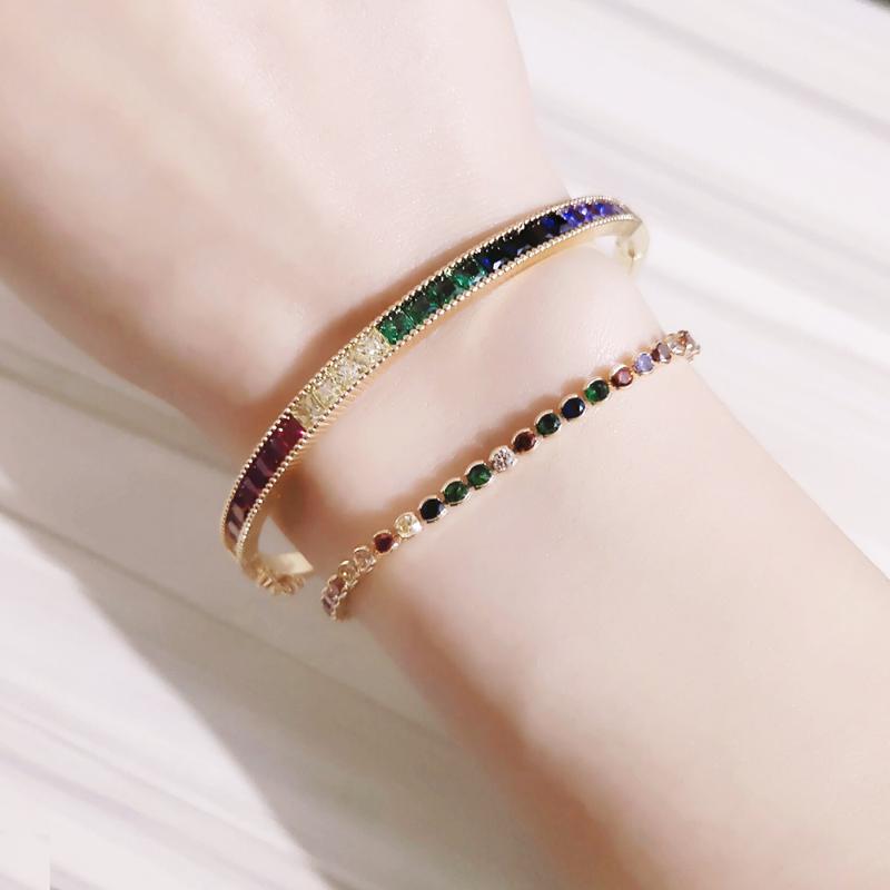 

CZ Rainbow Bangle Bracelet Women Gold Filled Bracelets For Women Jewelry 2020 Adjustable Bracelet Tennis Cubic Zircon
