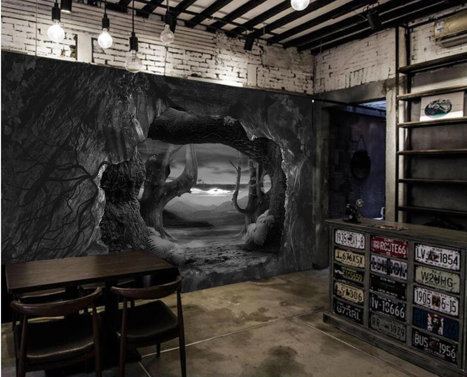 

3d murals wallpaper for living room stone wall forest 3d three dimensional large scale background wall