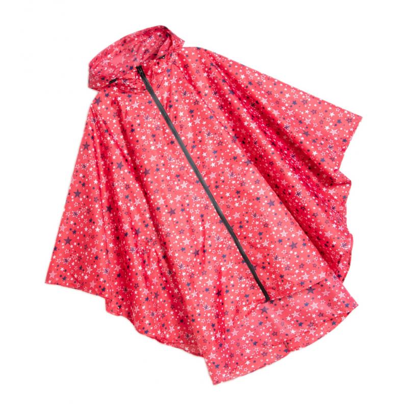 

Waterproof Raincoat With Hood Rain Poncho Star Print Zip Closure For Women Man