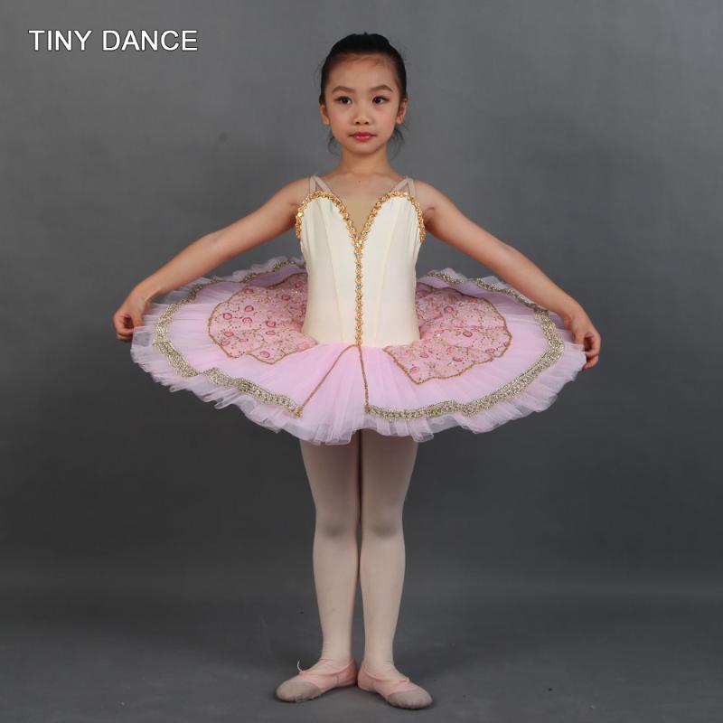 

Pink Ballet Dance Tutu Dress Spandex Bodice with 7 Layers Pleated Tulle Pancake Tutu for Girls Professional Ballet Tutus BLL231