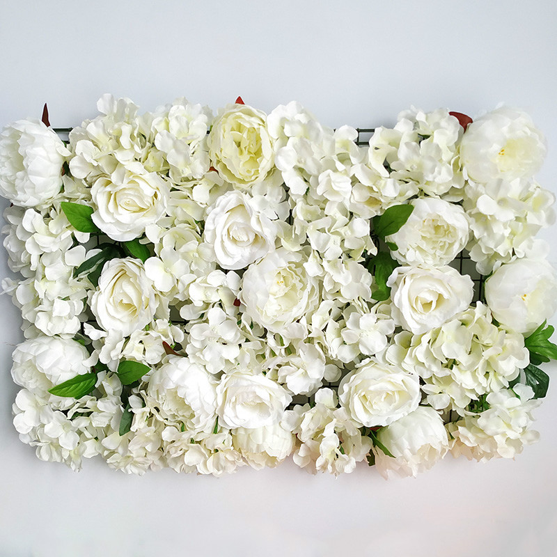 

40*60cm white Artificial Flower Wall Wedding Background Decoration rose hydrangea Lawn Pillar Road Lead Flower Silk Rose