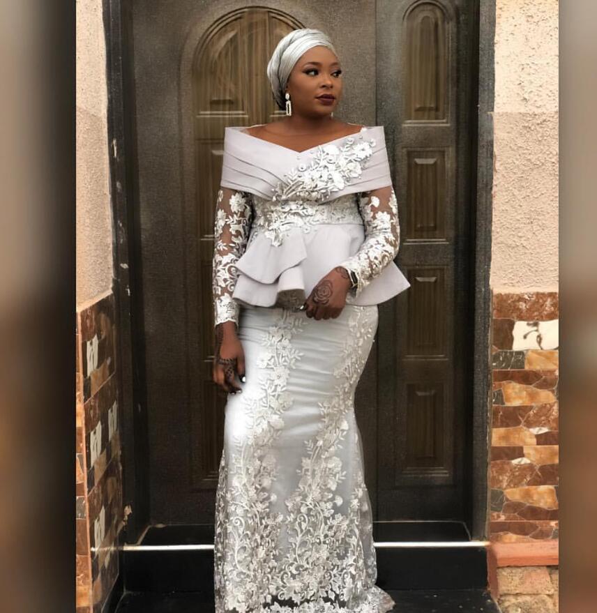 

2019 Aso Ebi Arabic Silver Sexy Mermaid Evening Dresses Lace Beaded Prom Dresses Long Sleeves Formal Party Reception Second Gowns Dresses, Dark green