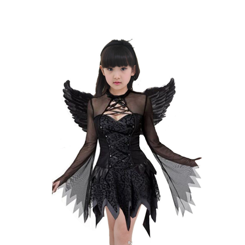 2020 Halloween Dress Girl Kids Dresses For Teen Girls Costume Black Hells Angel Devil Party Vampirina Maleficent Queen Wings T200624 From Luo08 20 5 Dhgate Com