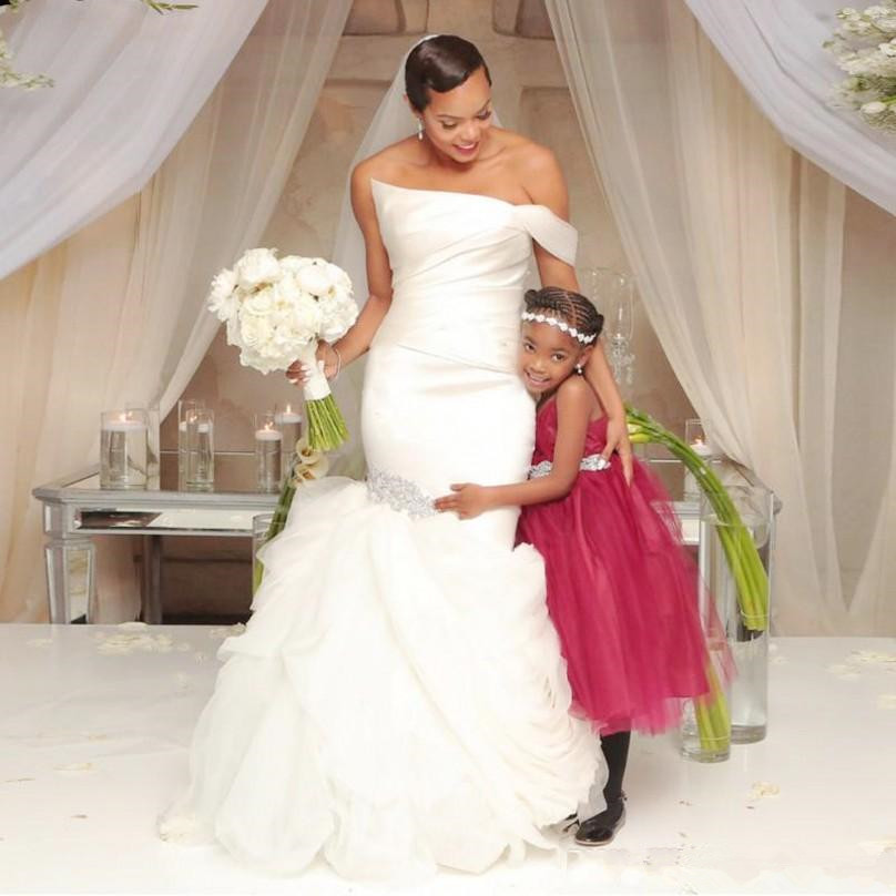 

African Mermaid Wedding Dresses Vestido de noiva One Shoulder Ruffle Vestidos Off the Shoulder Cheap Plus Size Wedding Bride Dresses Z5, Same as image