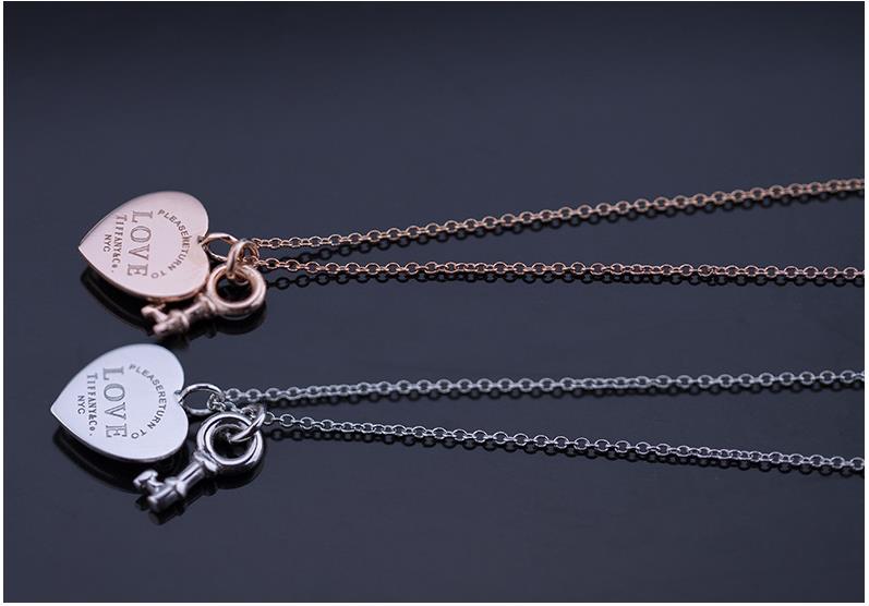 

S925 Sterling Silver Heart Lock Necklace locks lover, love, lock, key to lover