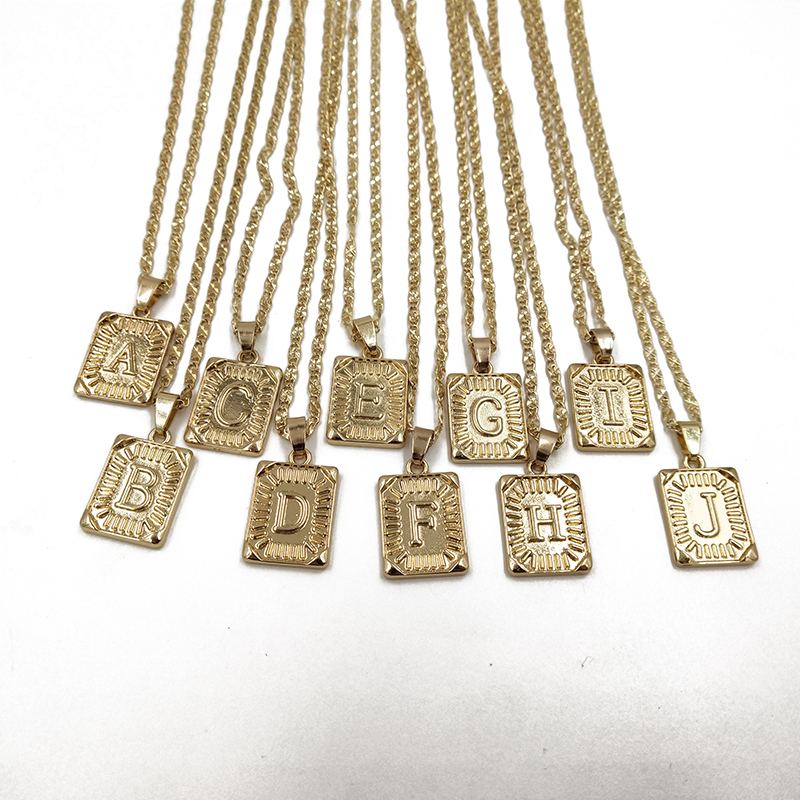 

Rongho Vintage Metal Gold Letter Pendant Necklace for Women Rectangle Shield Choker Necklace Punk Boho Chain Necklace Bijoux 2019
