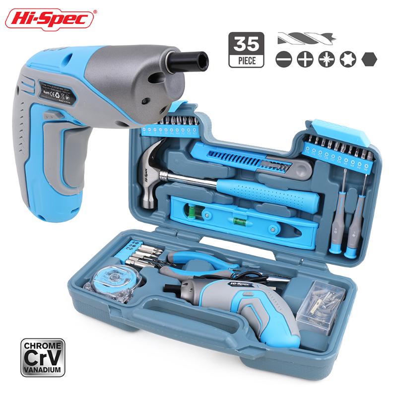 

Hi-Spec 35pc Tool Set Household Repair Hand Tool Kit DIY Tools with Plastic Toolbox Storage Case Electric Screwdriver Knife