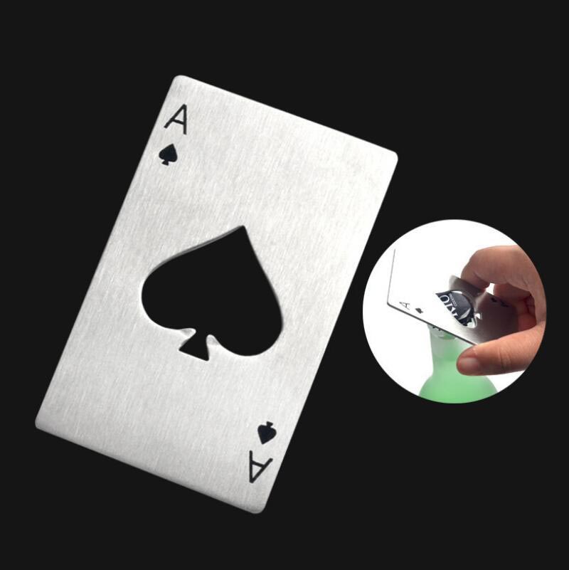 

New Stylish Black Beer Bottle Opener Poker Playing Card Ace of Spades Bar Tool Soda Cap Opener Gift Kitchen Gadgets Tools LX5804