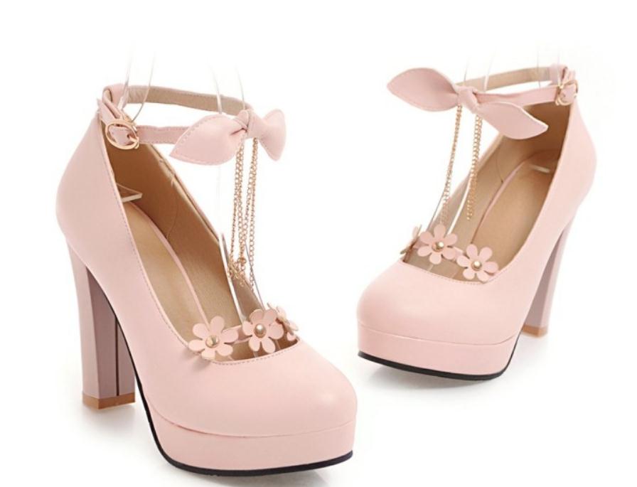 

2019 Women's shoes in Spring and Autumn with New style High heel Coarse heel round head waterproof table bowknot @2267, Black