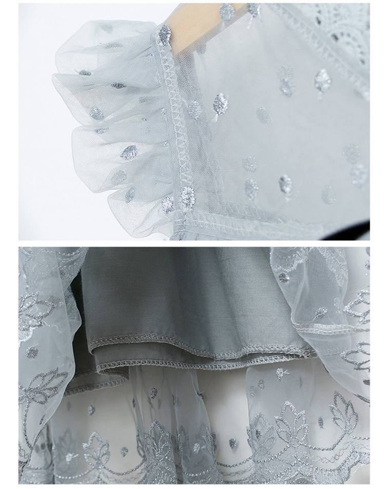 2020 Tulle Lace Ruffle Loose Dot Dress Age For 3 14 Yrs Little Girls