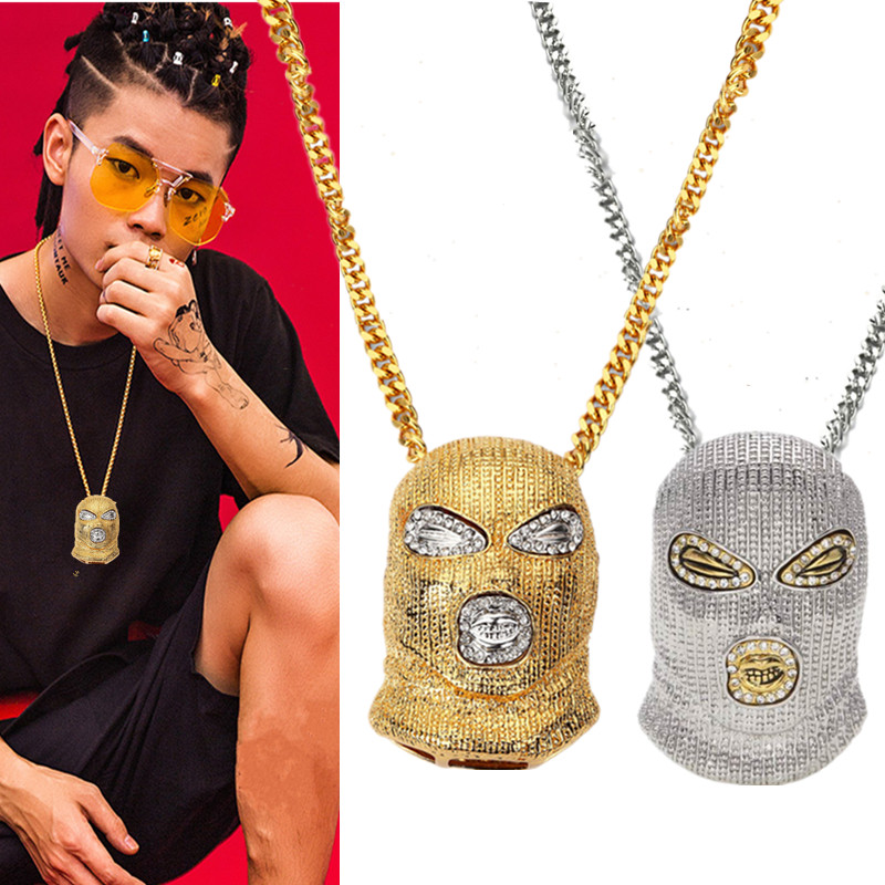 

Chains 1PC Exquisite Hip Hop Jewelry Counter-terrorism Head Masked Pendant Necklace Curb Cuban Link Chain Beautiful Gift