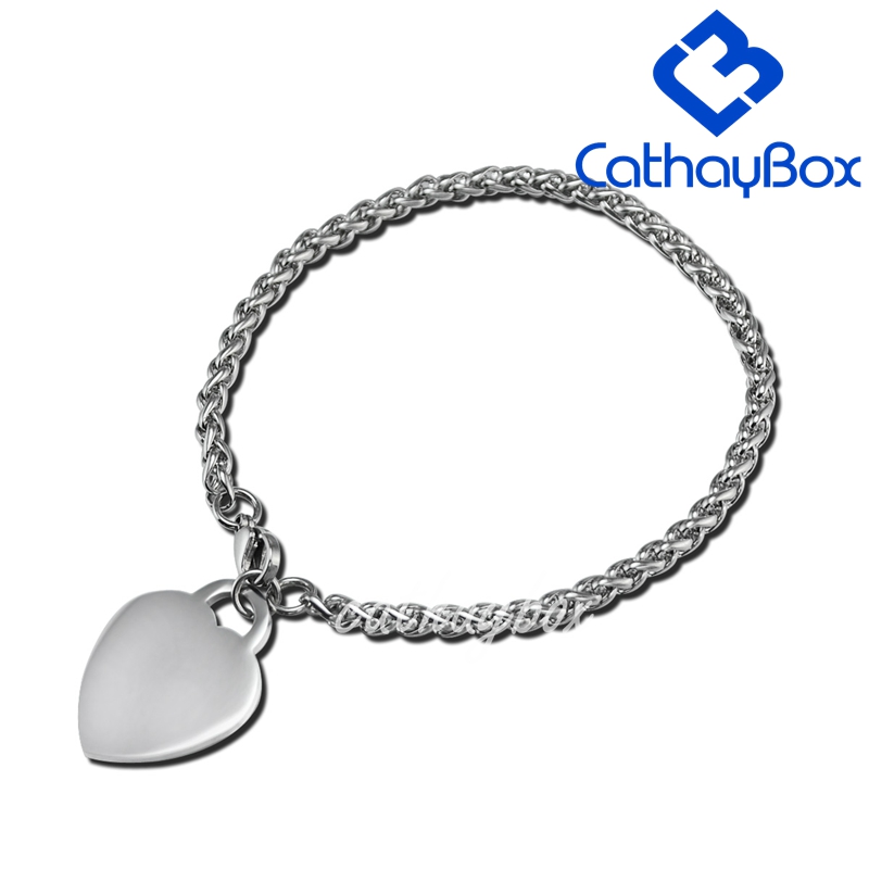 Braccialetto con cuore in acciaio inossidabile personalizzato con foto//testo