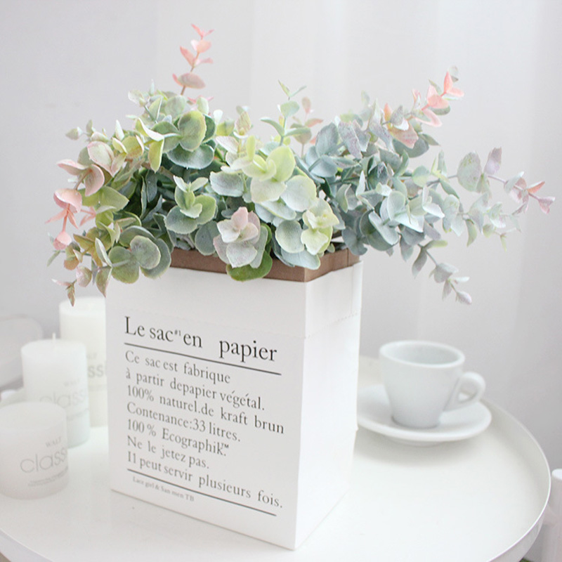 

40cm Artificial Plants Plastic Eucalyptus Leaves Potted Art Flower Arrangement Material Used For Home Hotel Wedding Decoration