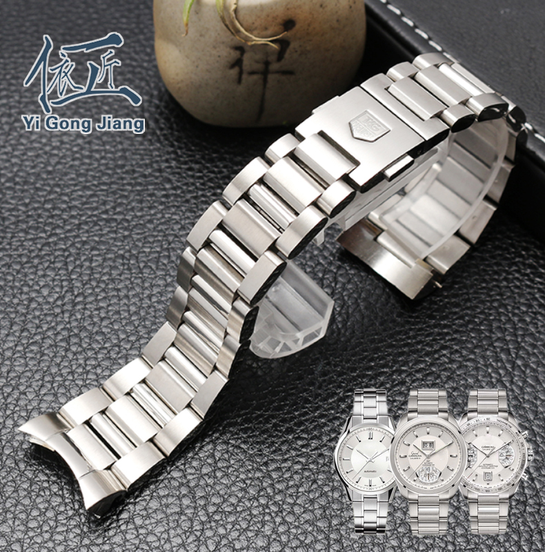 

Watchband Men 22mm Pure Solid Notch Stainless Steel Brushed Watch Band Strap Bracelets for TAG HEUER CARRERA