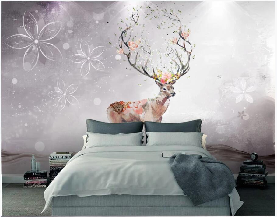 

WDBH 3d wallpaper custom photo European reindeer elk forest painting living room home decor 3d wall murals wallpaper for walls 3 d, Non-woven