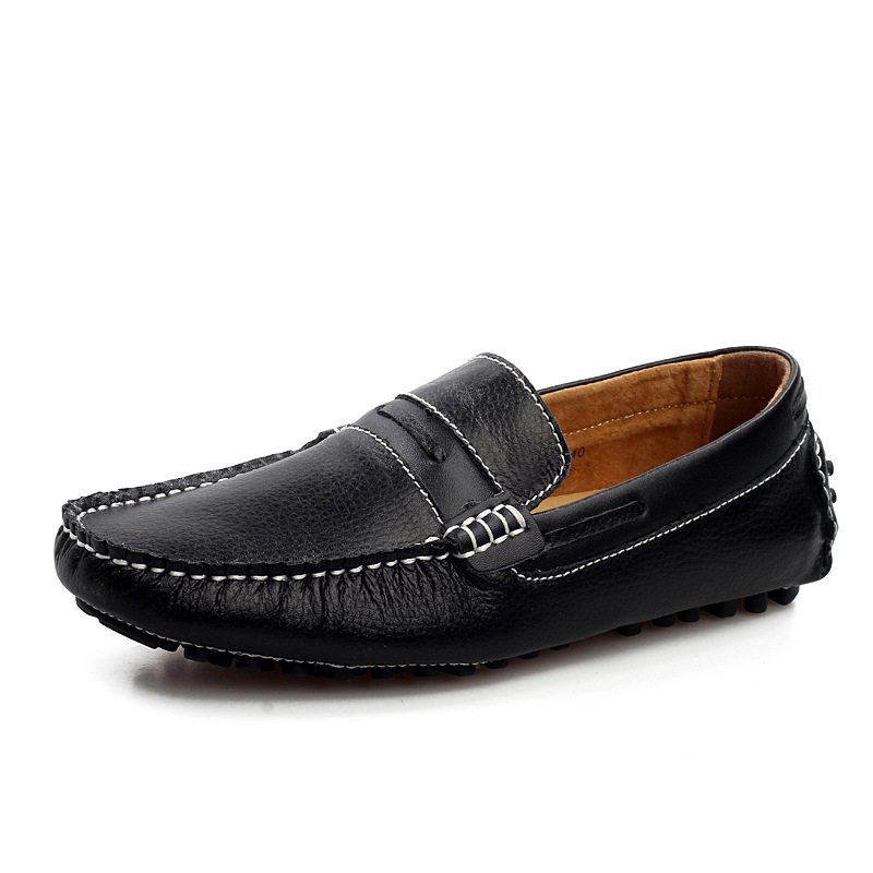 

Mens genuine lleather shoes driver loafer slip-on official shoes gentle mens travel walk shoe casual comfort breath shoes for Men zy403, Dark blue flat heel