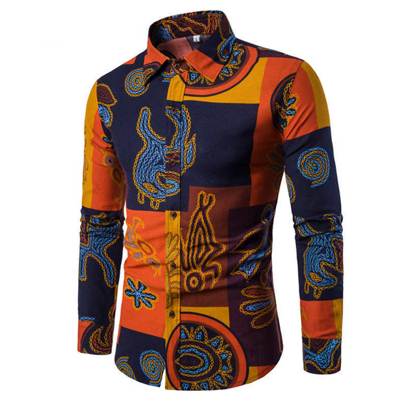 

and Autumn Fashion Shirts for Ethnic Minority Men Flower Leisure Hawaii Long Sleeve Long Sleeve Garment 4XL 5XL, Cs8