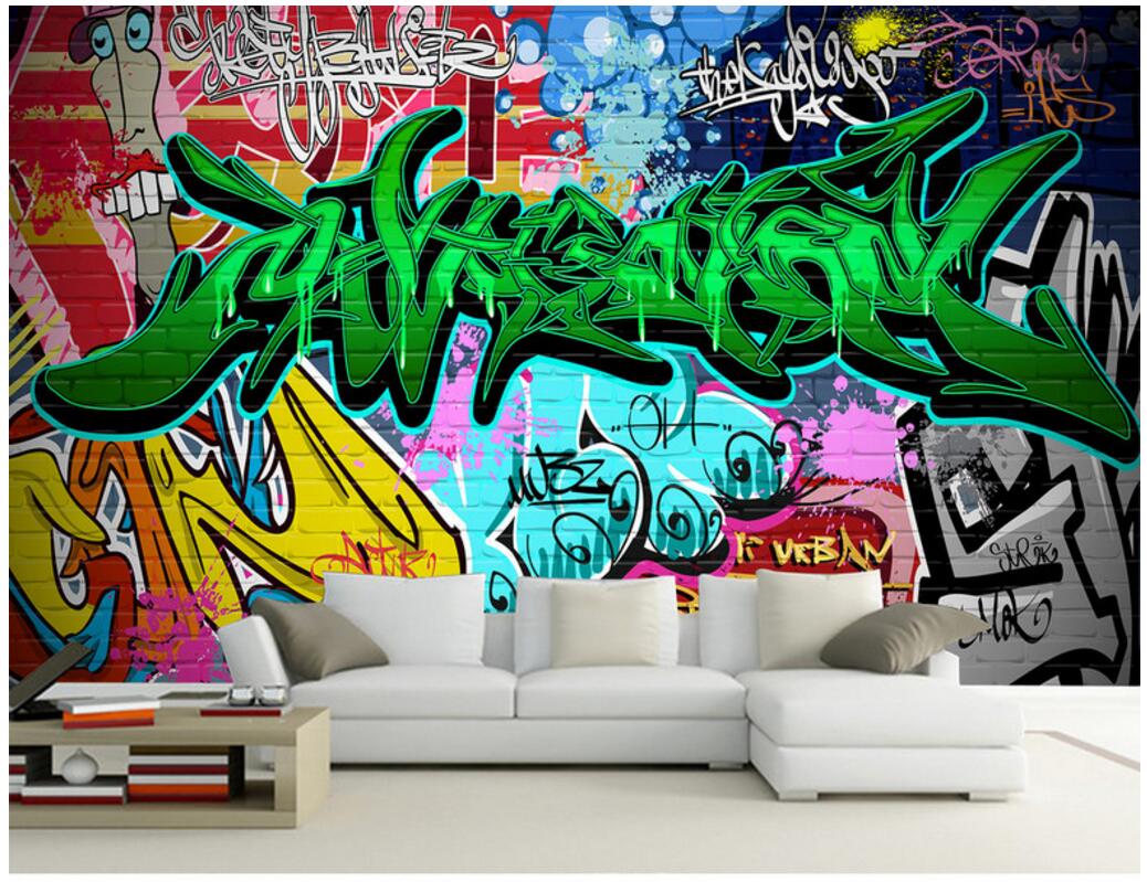

WDBH custom photo 3d wallpaper Bar colorful graffiti KTV room background painting home decor 3d wall murals wallpaper for walls 3 d, Non-woven
