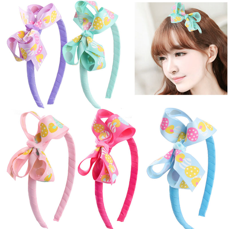 

Girls colorful Print Styles Bowknot Hairband Hair Sticks Children Kids Bow Boutique Headbands Headwear Fashion Hair Accessories, Blue