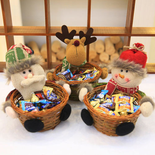 

Christmas Candy Fruit Basket Santa Claus Storage Container Box Xmas Decorate