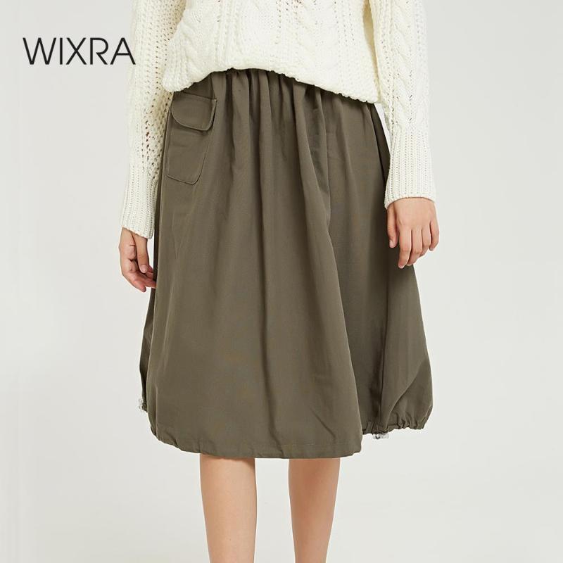 

Wixra Women New Solid Skirts Knee Length Loose Lace-up Cool Skirt High Street Ladies Bottom 2020 Winter, White