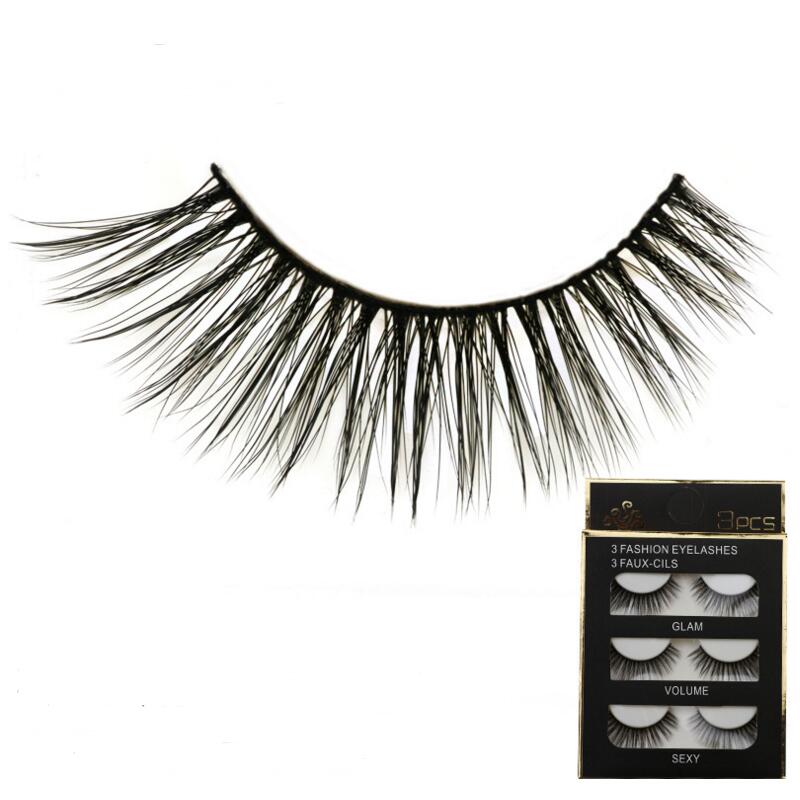 

3D False Eyelashes Wispy Sexy Professional Long Real Curved Eye Lashes Fake 3 Pairs/lot Faux Lash Extension-L53