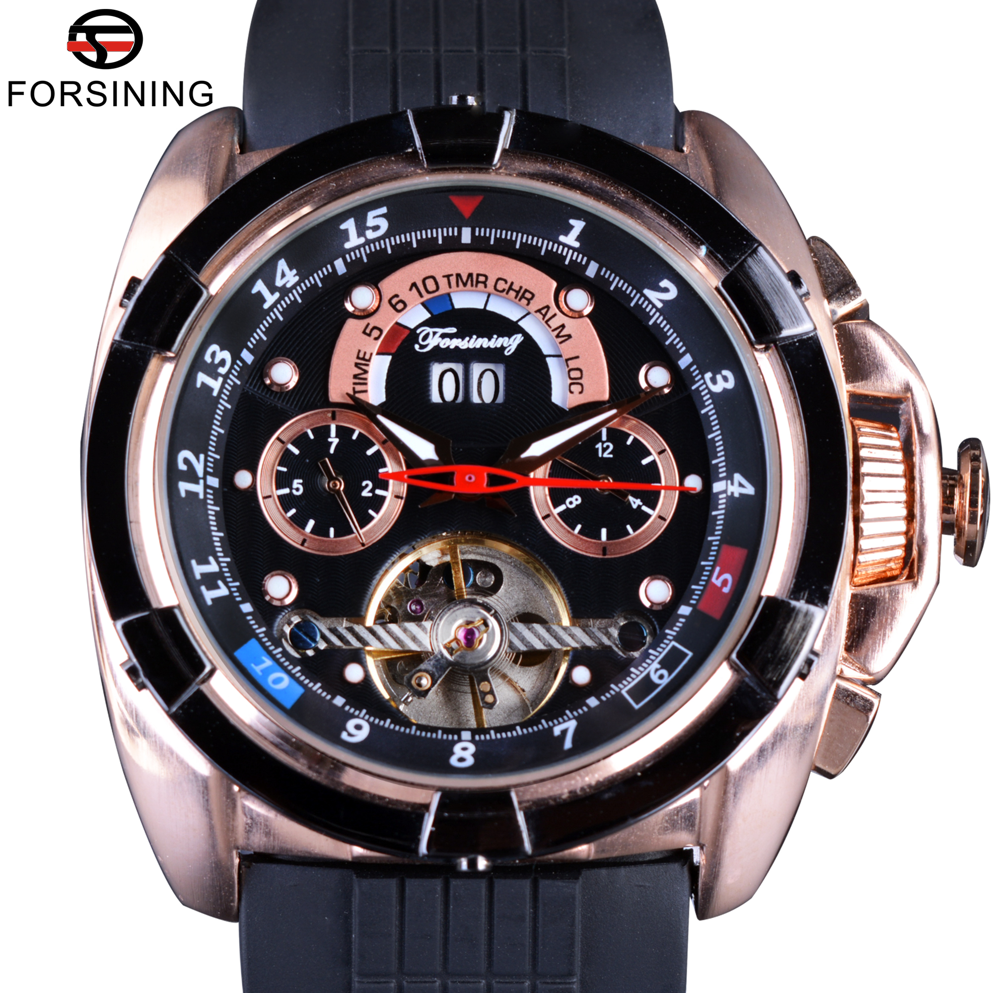 

Forsining Multifunction Tourbillon Calendar Display Fashion Men Sport Watches Rose Golden Watch Men Luxury Brand Automatic Watch, No send watch for shipping