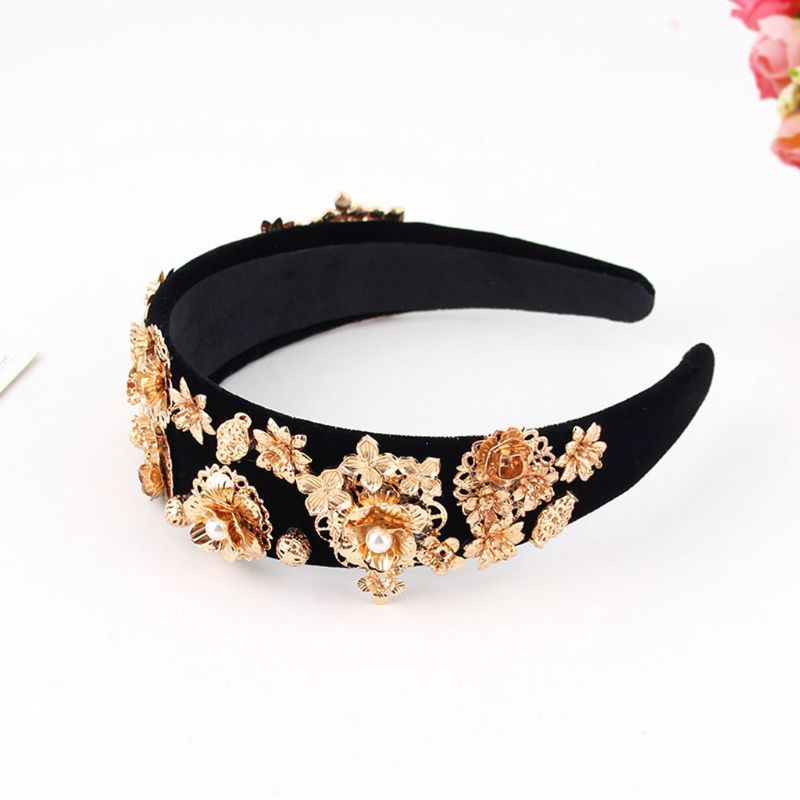 

Other Baroque Women Jewelry Ethnic Wide Headband Rhinestone Vintage Headpiece